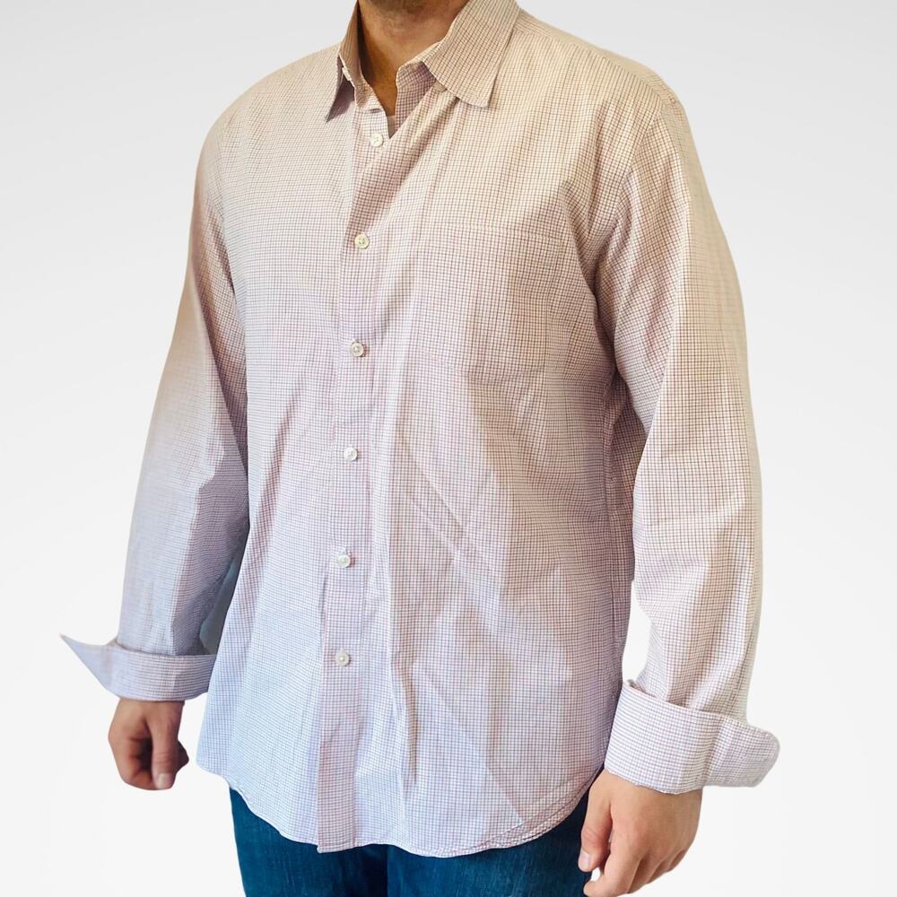 J Crew | Plaid Button Down Shirt | Men's Size L | White Red Blue Checker Stripes